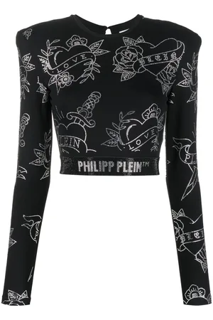 Philipp Plein Crystal-embellished long-sleeved top
