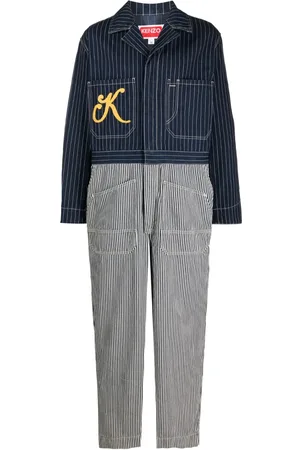 Kenzo Muži Overaly dlouhé - Sailor striped denim jumpsuit