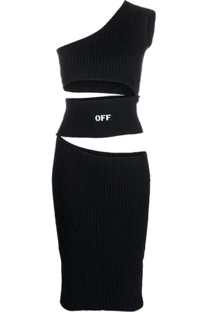 OFF-WHITE Logo-print cut-out dress