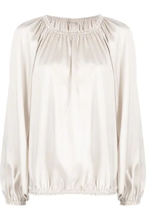 BLANCA Satin-finish ruched blouse