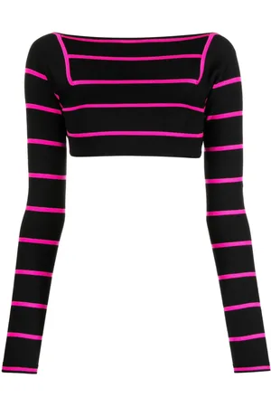 Puccini Stripe-jacquard wool cropped top