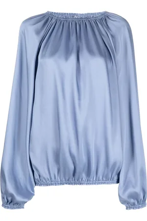 BLANCA Satin-finish ruched blouse