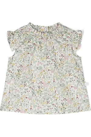 Il gufo Floral-print ruffle-detail blouse