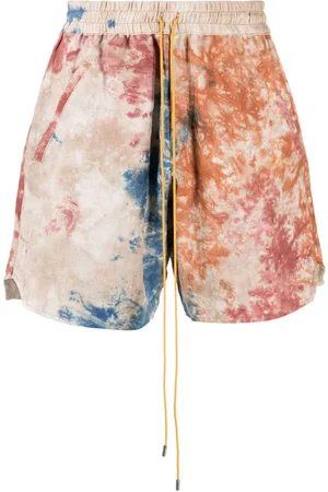 Rhude Tie-dye linen drawstring shorts