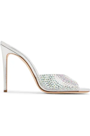 PARIS TEXAS Crystal-embellished high-heel mules