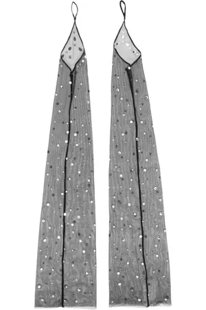 Seen Users Elbow-length rhinestone-embellished fingerless gloves