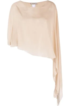 ANTONELLI Ženy Pončové kabáty - Sheer cropped silk poncho