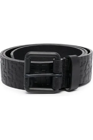 Diesel B-Monogram Le embossed-logo leather belt
