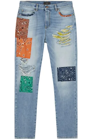 Alanui Baggy-cut patchwork-design jeans
