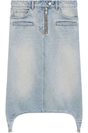 Courrèges Suspenders denim midi-skirt