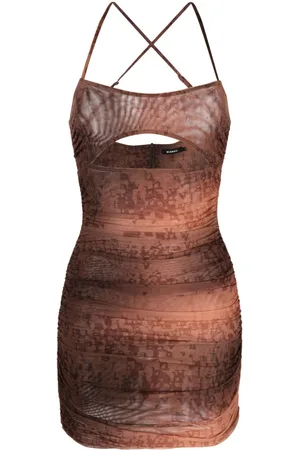 MISBHV Letter-print ruched mini dress