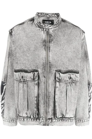 FIVE CM Collarless denim jacket