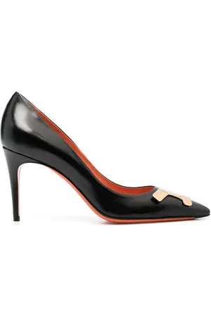 santoni Logo-detail 100mm leather pumps