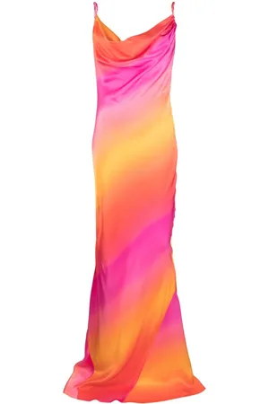 Sisters Gradient-effect draped-detailing long dress