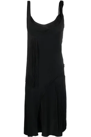 Victoria Beckham Asymmetric fringed slip dress