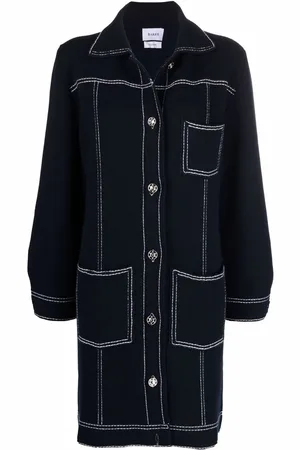 Barrie Contrast-stitching single-breasted coat