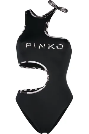 Pinko Cut-out logo-print swimsuit