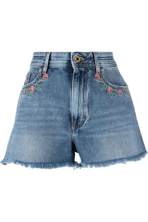 Jacob Cohen Floral-embroidered denim shorts