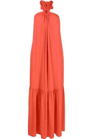 ERIKA CAVALLINI Pleat-detail halterneck long dress