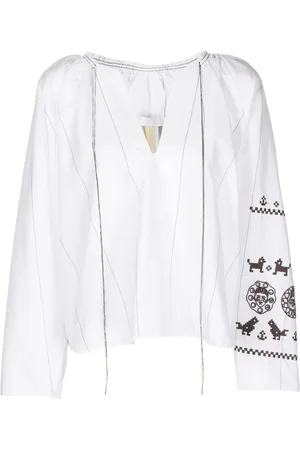 Litkovskaya Embroidered-motif striped blouse