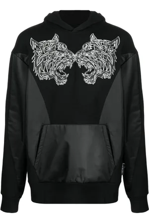 Philipp Plein Tiger-print panelled hoodie