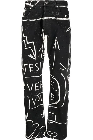 Honey Fucking Dijon Doodle-print straight-leg trousers
