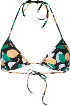 La DoubleJ Orchard-print triangle bikini top