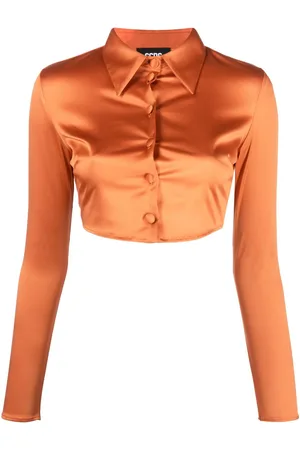 GCDS Cropped satin shirt