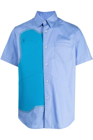 Fumito Ganryu Mesh-panel short-sleeve shirt