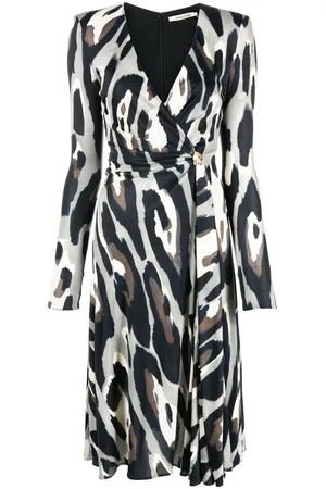 Roberto Cavalli Animal-print wrap midi dress