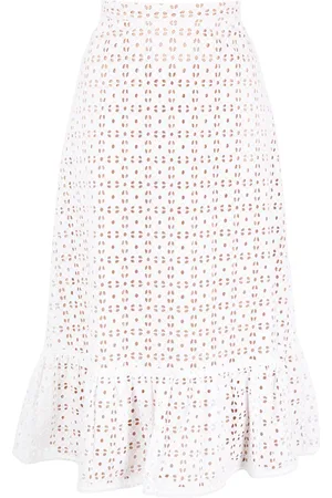 Michael Kors Eyelet-detail cotton midi skirt
