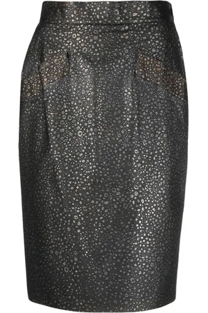Saint Laurent 1980s dotted pattern pencil skirt