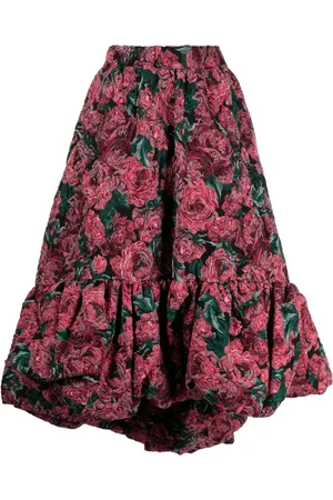 Comme des Garçons Floral-embroidered full skirt