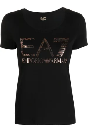 EA7 Metallic logo-print T-shirt