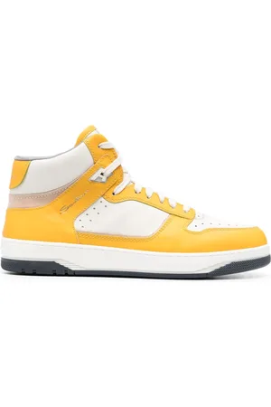 santoni Panelled hi-top leather sneakers