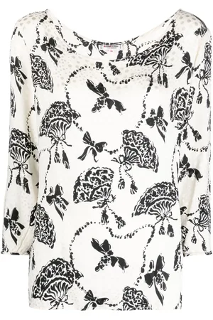 Saint Laurent 1980s bouquet print silk blouse