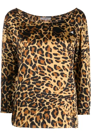 Saint Laurent 1980s leopard print silk blouse