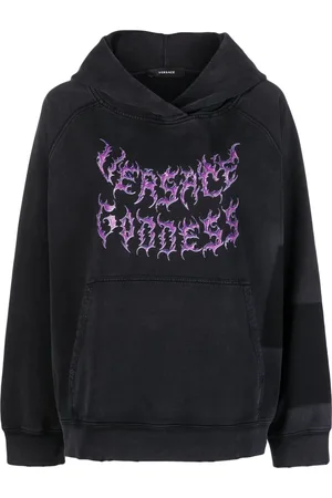 VERSACE Logo-print cotton hoodie