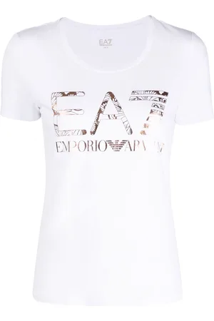 EA7 Metallic logo-print T-shirt