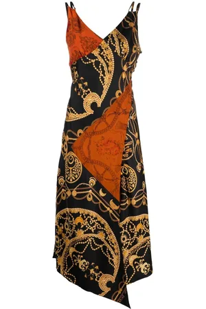 Marine Serre Graphic-print silk slip dress