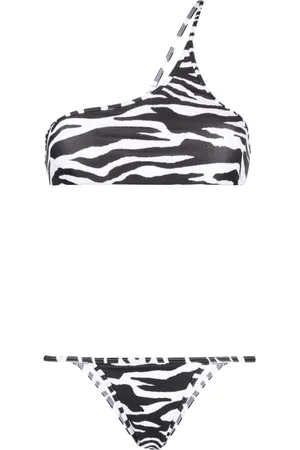 The Attico One-shoulder zebra-print bikini set