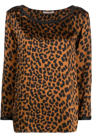 Saint Laurent 1980s leopard print silk blouse