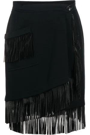 Saint Laurent 1970s fringed wool skirt