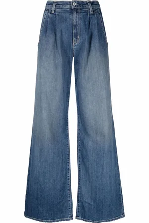 NILI LOTAN Wide-leg bleach-effect denim jeans