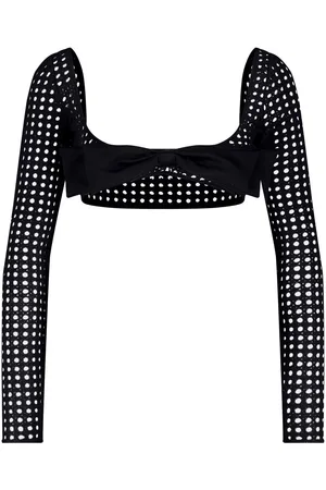 Giambattista Valli Bow-detail crochet cropped top