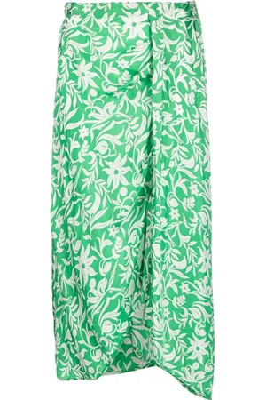 Maje Floral-print asymmetric midi skirt