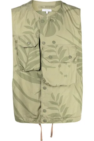ENGINEERED GARMENTS Cover leaf-print cotton gilet