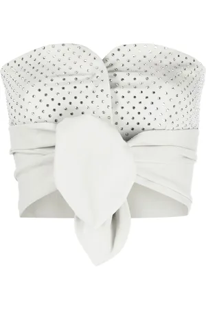 Serafini Punched-panelling strapless top