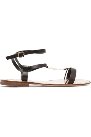santoni Shell T-bar flat leather sandals
