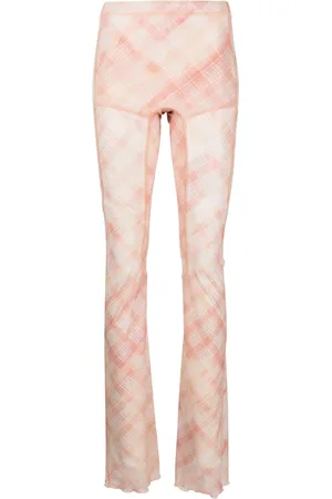 KNWLS Check-print semi-sheer trousers